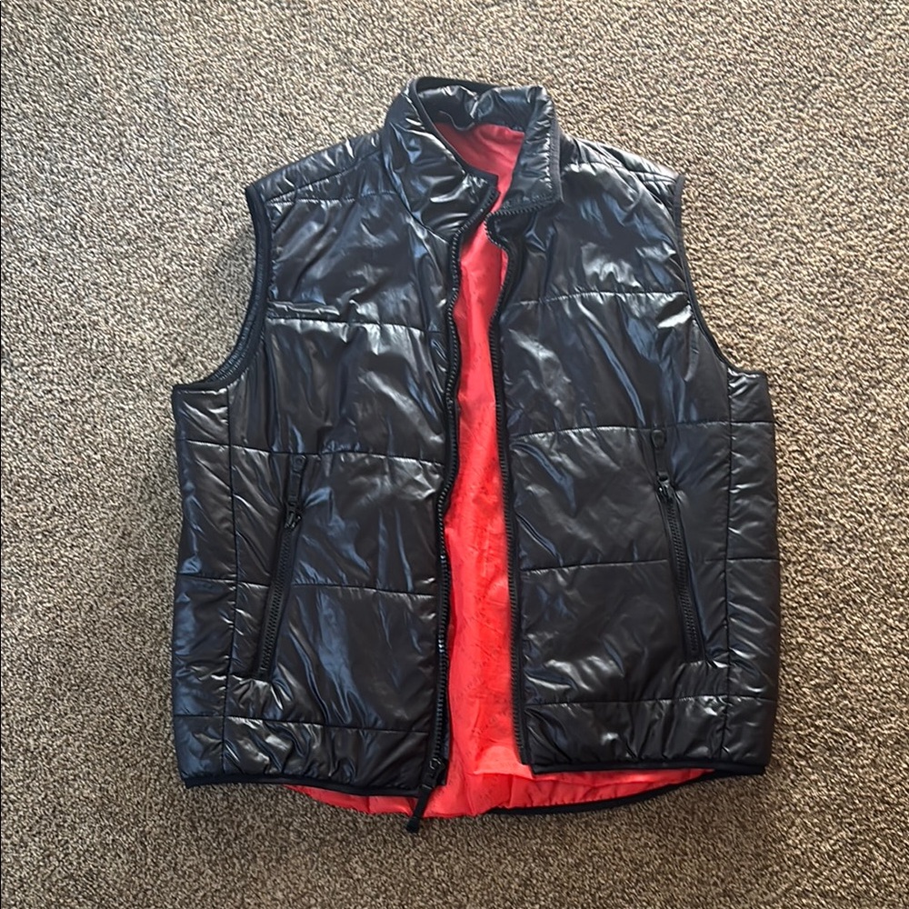 Black Puffer Smith Vest with Orange Lining